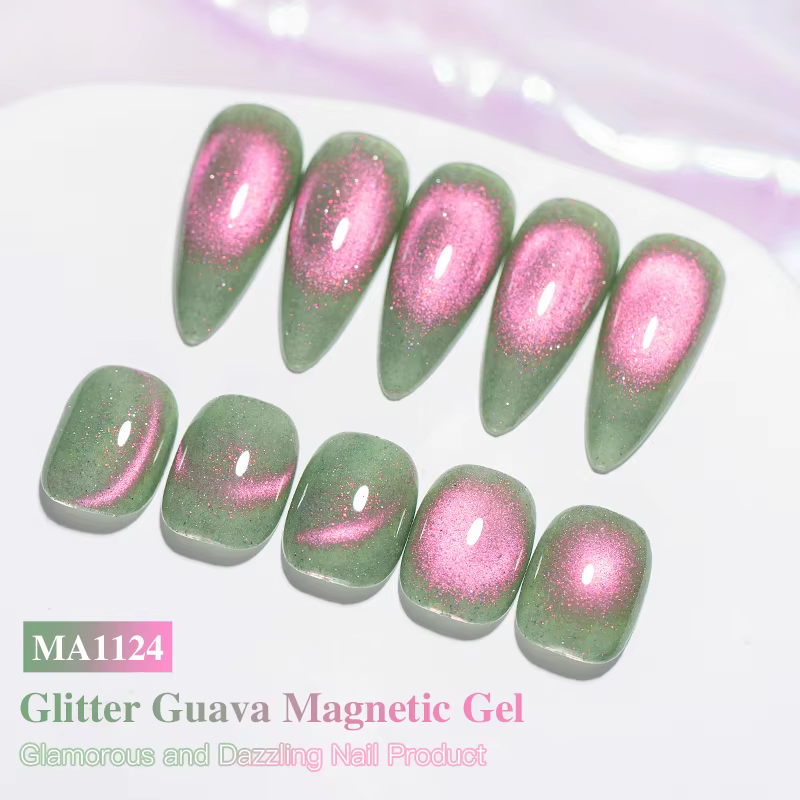 Vernis à ongles gel magnétique pailleté Guava Cat