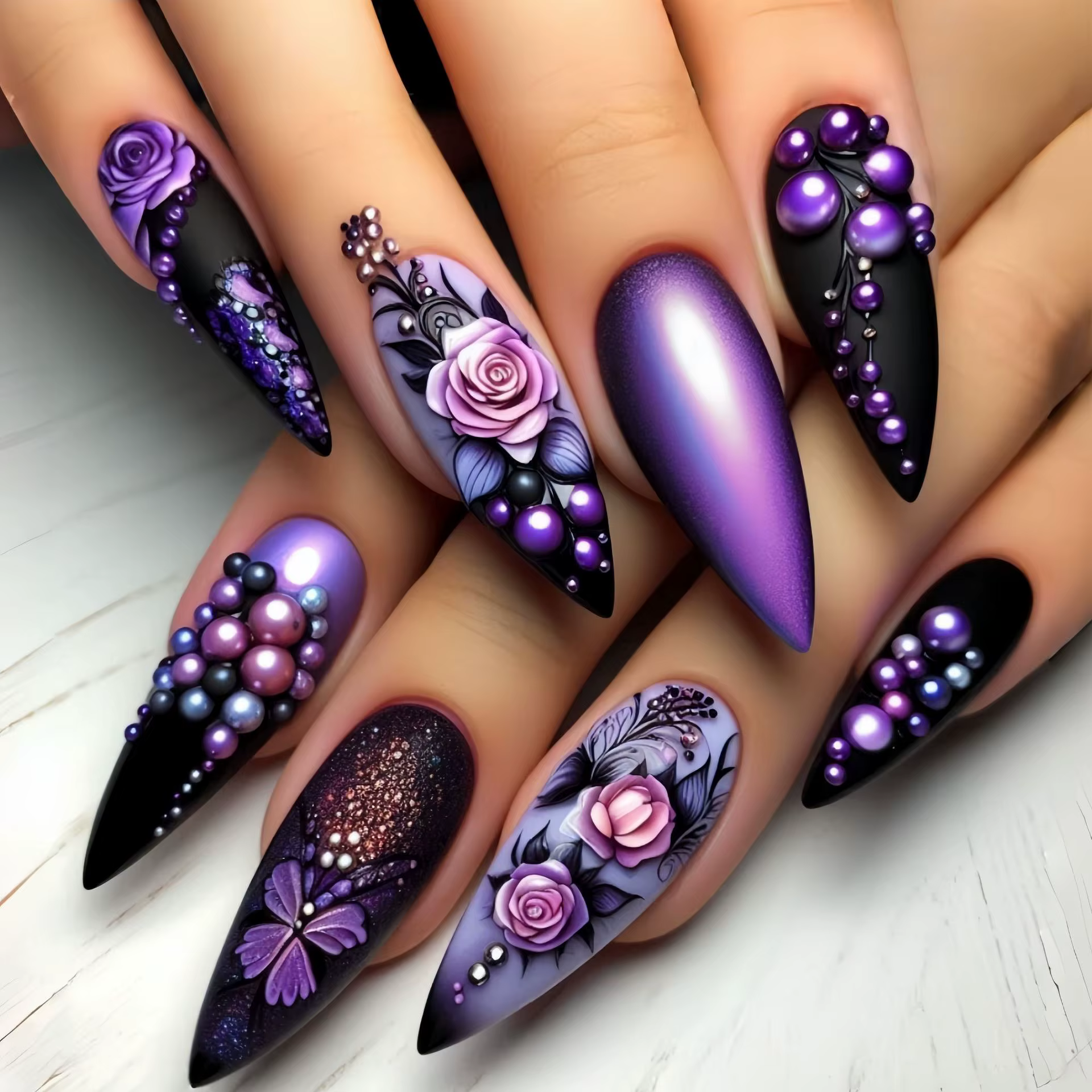 Faux ongles portables en forme d'amande