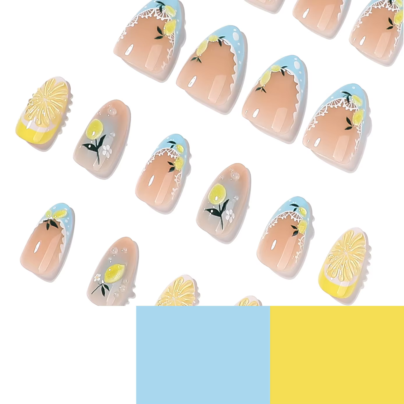 Faux ongles minimalistes 3D au design citron