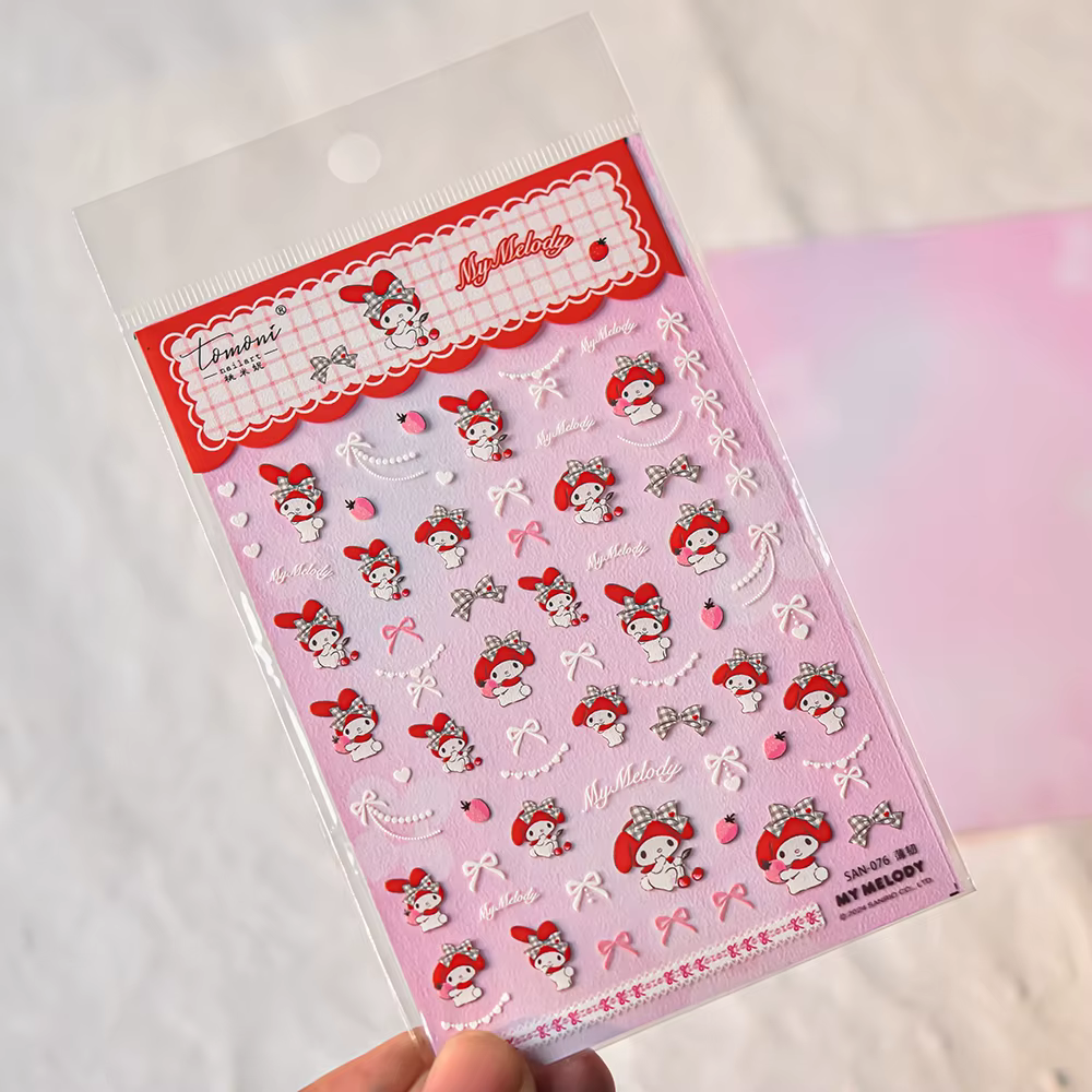 Miniso nouveau dessin animé Sanrio 5D autocollants d'art d'ongle fournitures