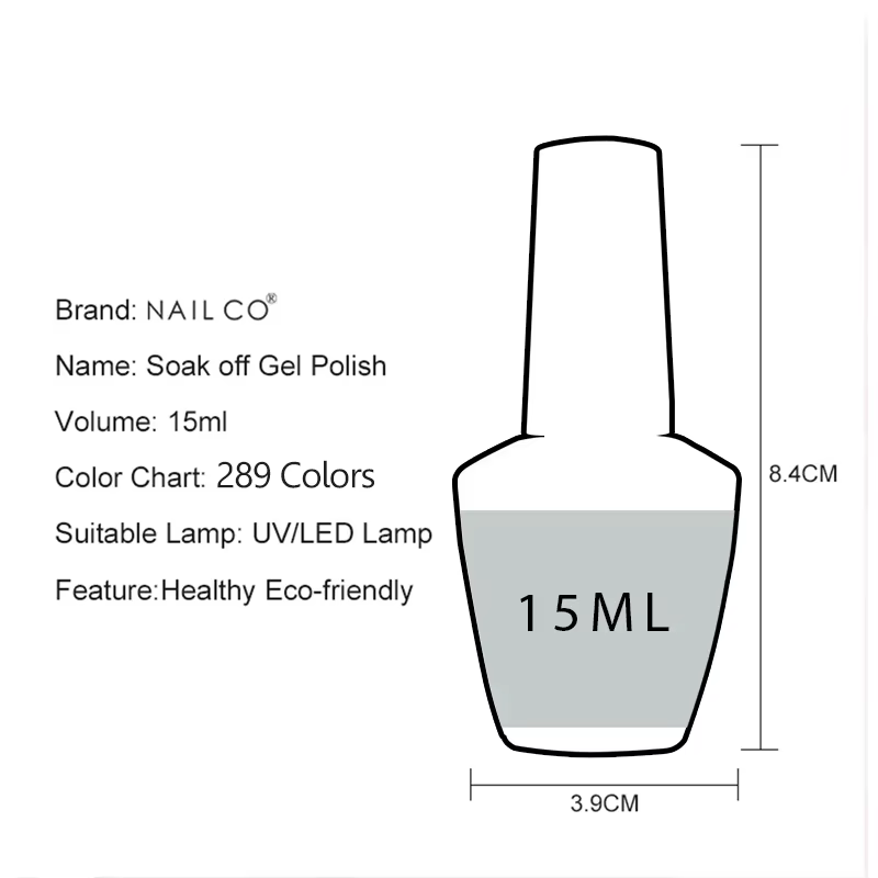 NAILCO 15ml UV Gel Vernis à ongles couleur d'été Lakiery Hybrydowe