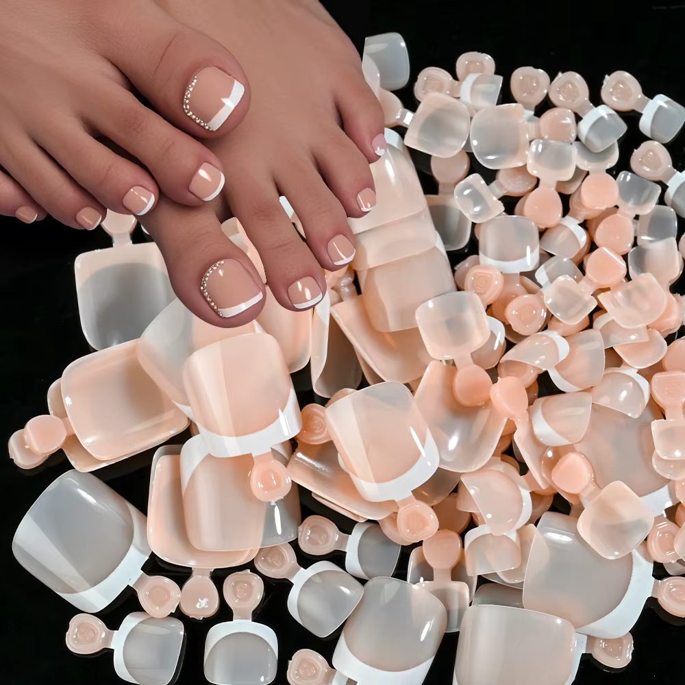 120 pièces 9 couleurs faux ongles français été court carré presse