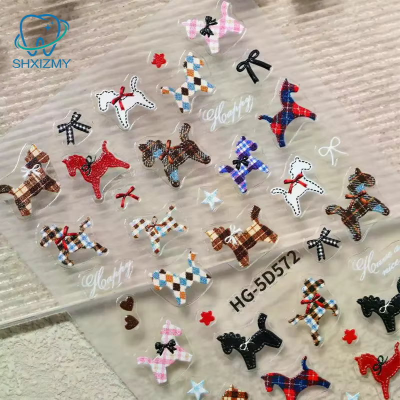 Autocollant cheval coloré et élégant pour Nail Art