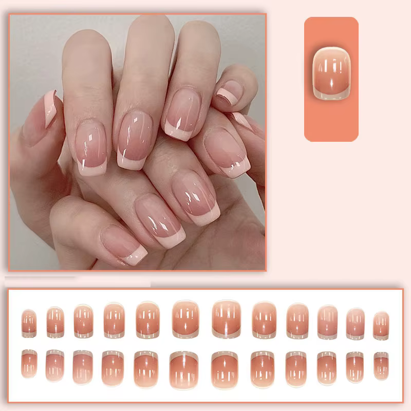 Faux ongles carrés courts pour femmes et filles