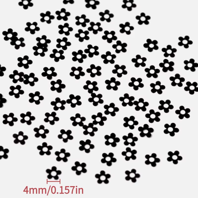 1 boîte de mini paillettes pour ongles en noir et blanc