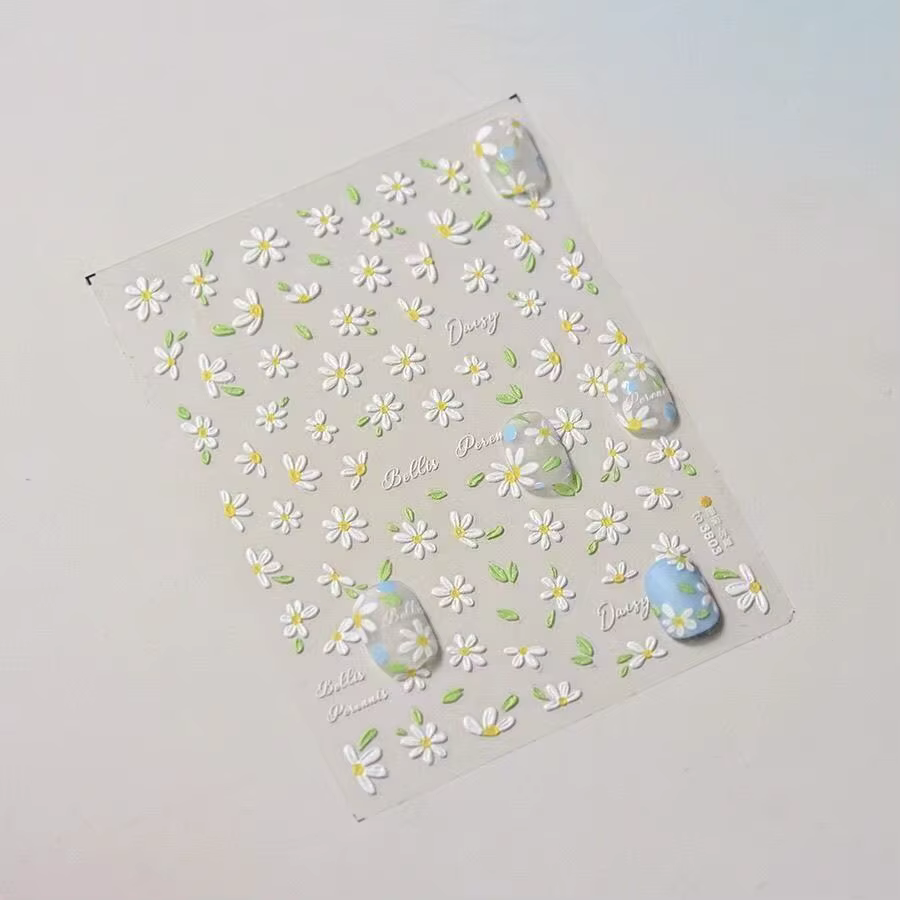 Autocollants décoratifs pour manucure florale été 2026, motifs japonais pour ongles, reliefs 5D, fleurs de cerisier, autocollants adhésifs pour nail art DIY