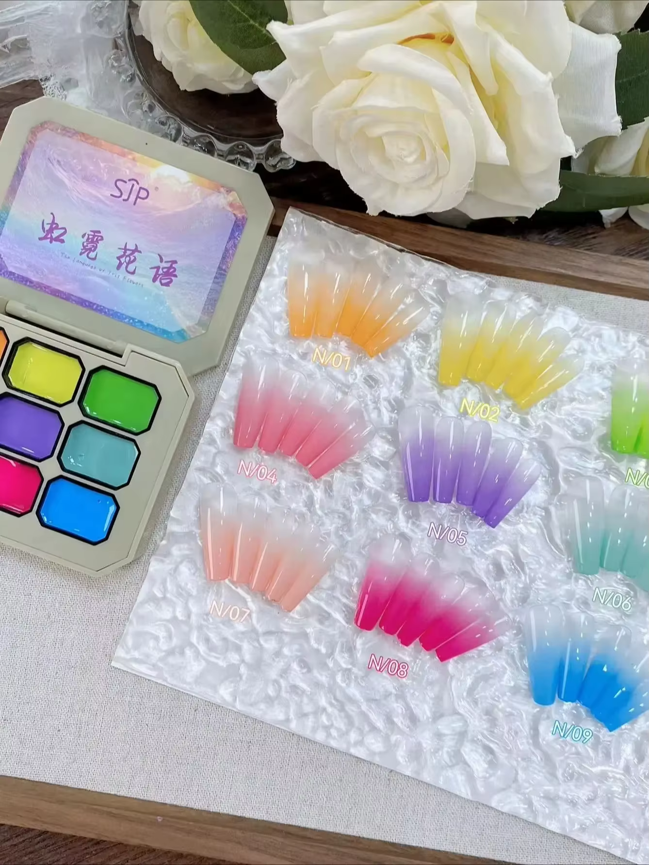 Gel de Peinture pour Ongles 9 Couleurs Effet Macaron Printemps-Été 4-en-1 – Gel de Stamping Dégradé pour Nail Art