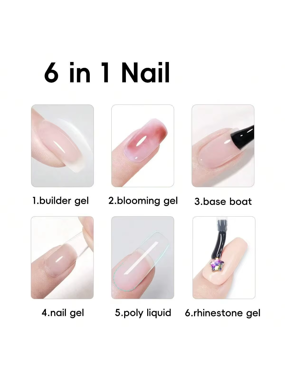 Système de gel pour ongles multifonction 6 en 1 – Kit tout-en-un pour base