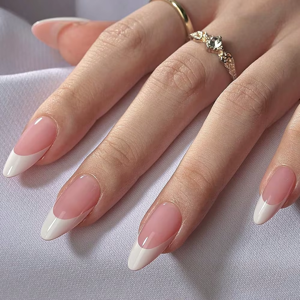 120/150/360 pièces amande rose français presse sur ongles brillant