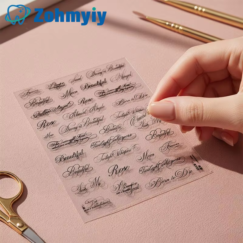 Autocollants pour ongles en lettres anglaises noires et blanches