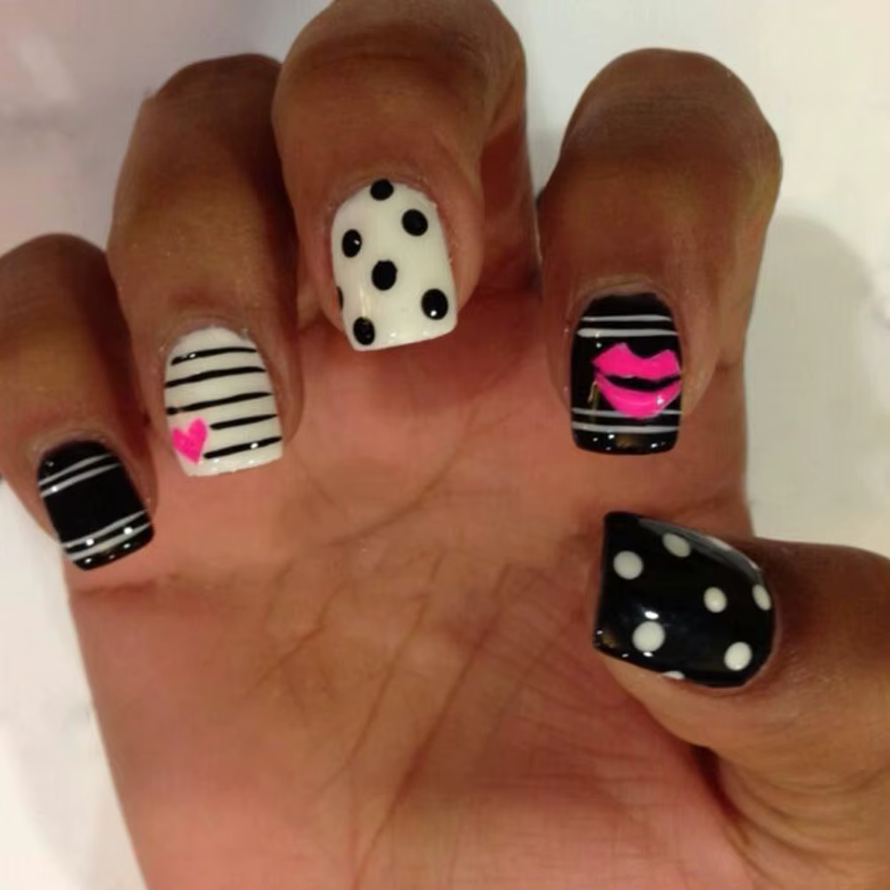 Y2K – faux ongles français noirs pour filles