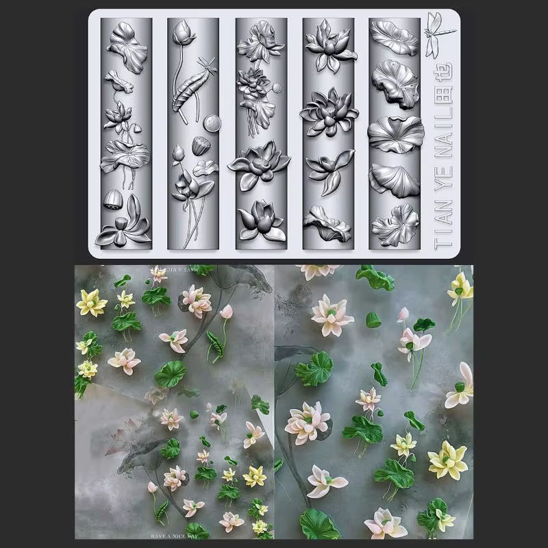Série de fleurs, moule à ongles incurvé 3D