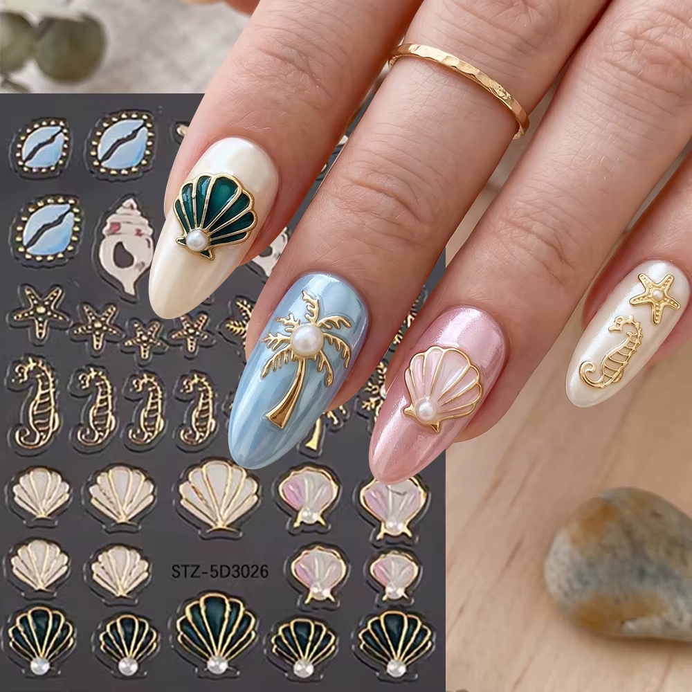 Autocollants 3D pour ongles Thème Océan Estival