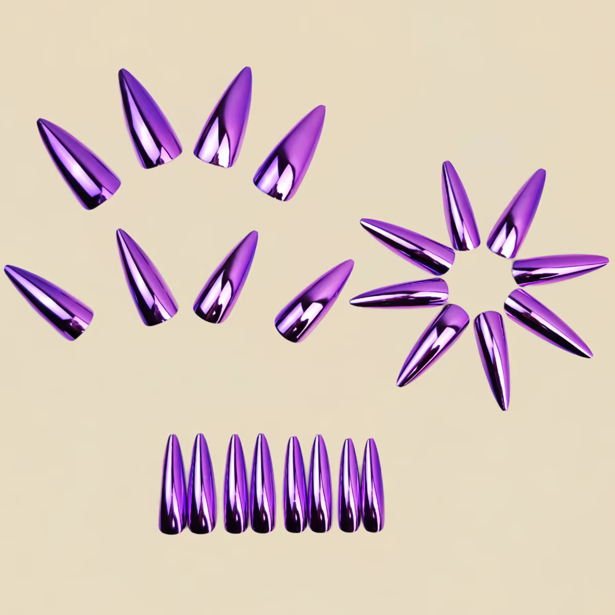 Faux ongles mi-longs pour femmes