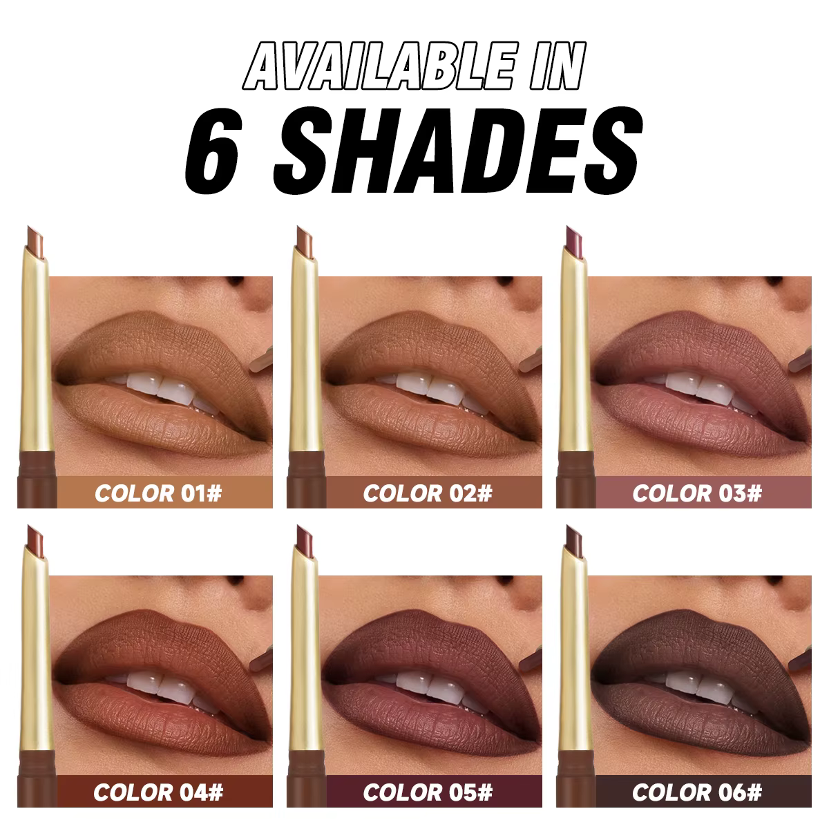 Rouge à lèvres au design biseauté Jules Liner, crayon à lèvres marron nude, maquillage naturel et durable, plume, contour, 256 6 couleurs