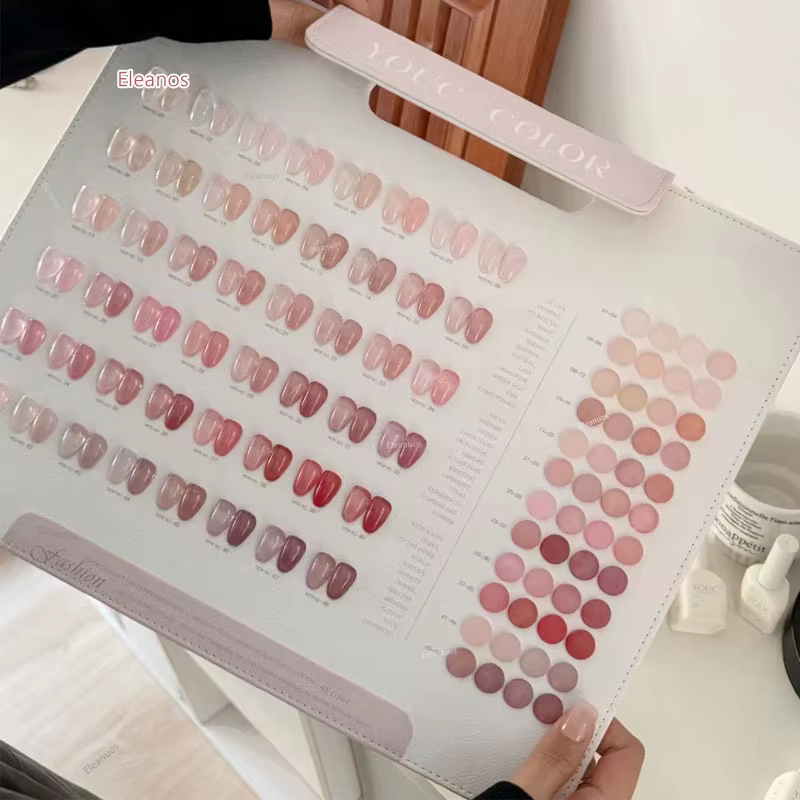 Eleanos Gelée Rose Nude Printanière 48 pièces Vernis à Ongles Translucide Gel Lacté Sirop Avec Nuancier Manucure 15ML