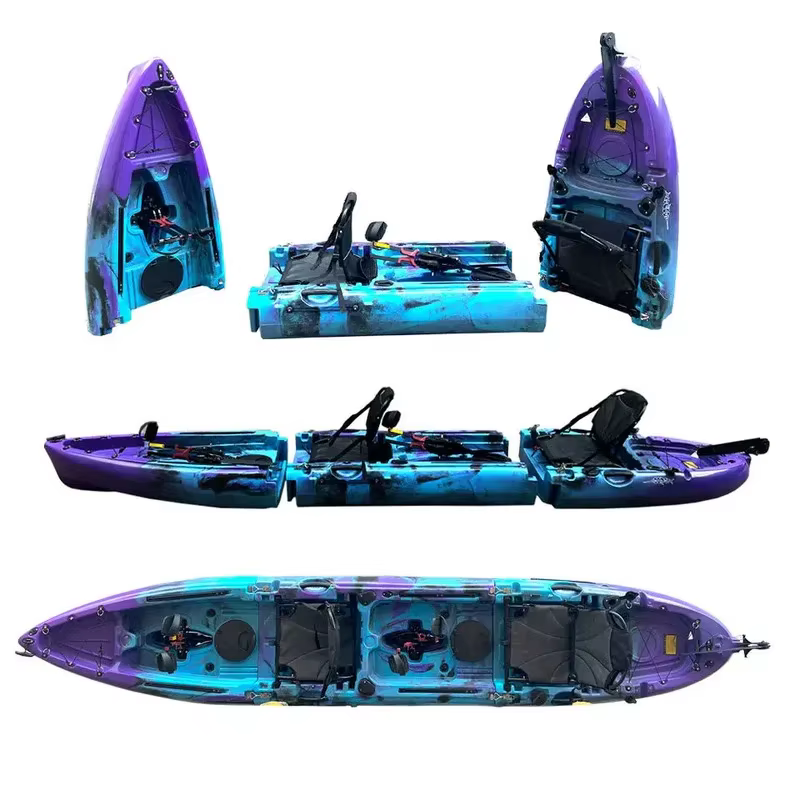 2024 vente chaude Kayak nouveau Den 14ft 3 sections détacher simple Tandem pédale modulaire Kayak pédale de pêche Kayak