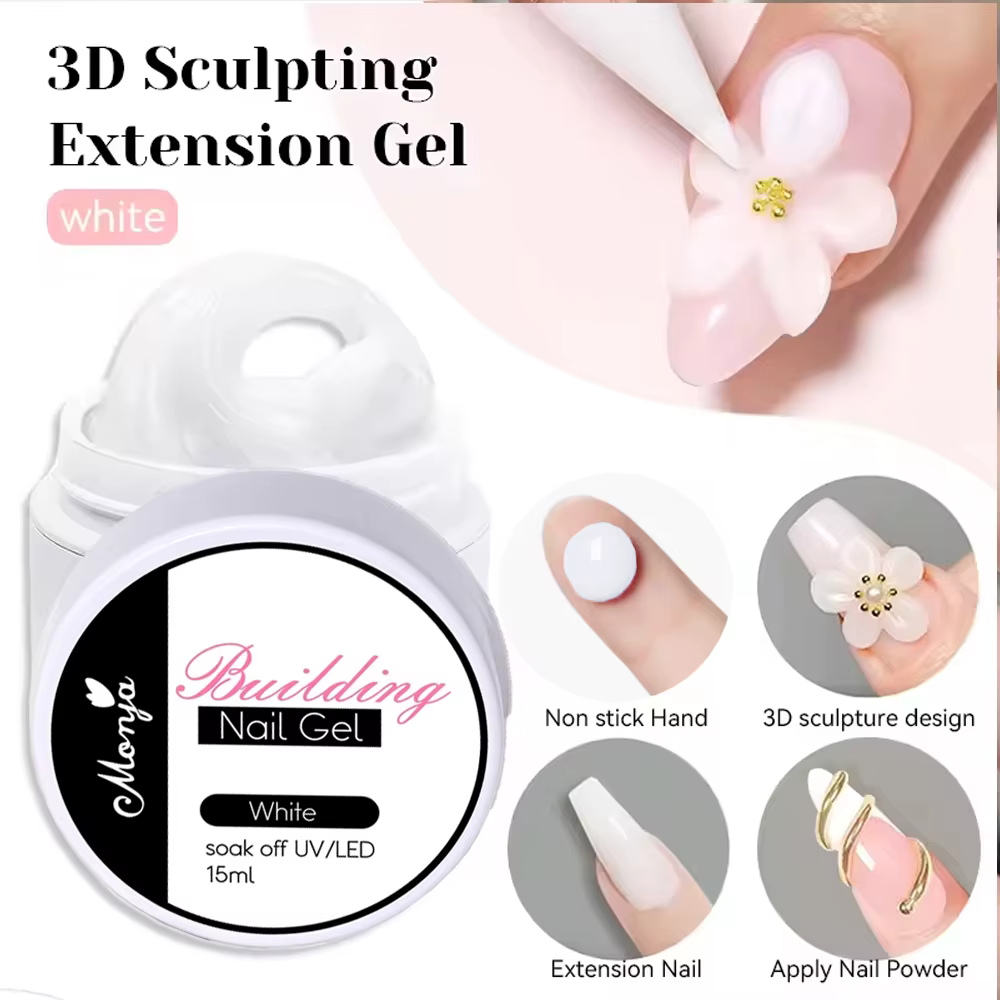 Gel d'extension de main antiadhésif transparent/blanc