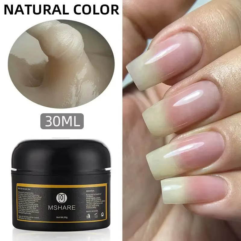 MSHARE 30g aspect naturel Poly ongles acrylique Gel Extensions d'ongles constructeur UV Led Acrylgel cristal clair Gel logo personnalisation