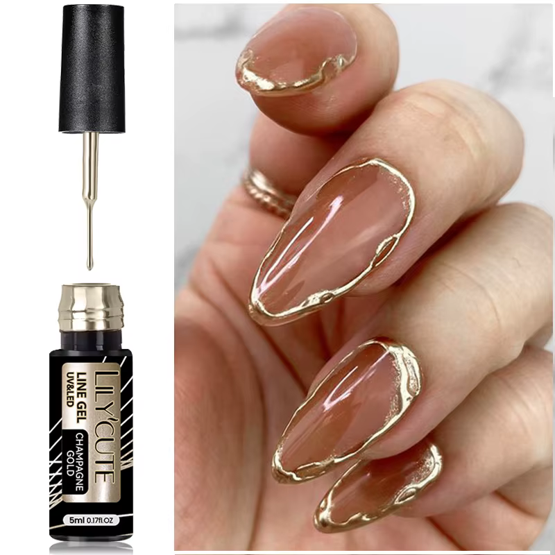 LILYCUTE 5ML peinture métallique Liner Gel vernis à ongles Super brillant or argent miroir dessin Gel Semi Permanent
