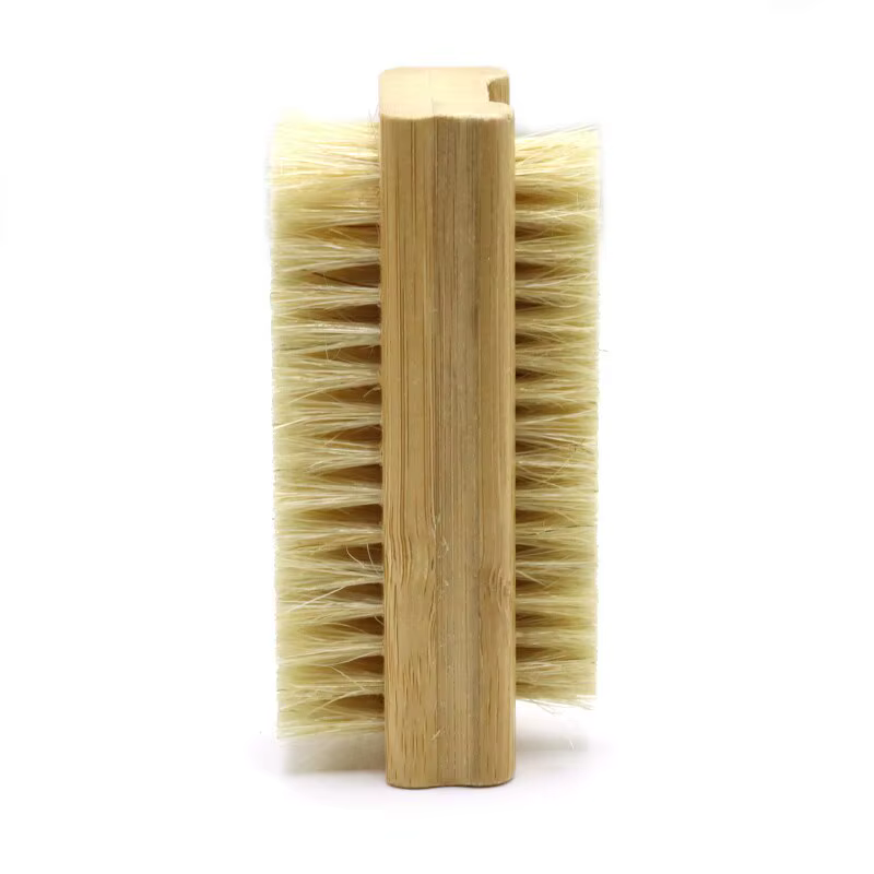 Brosse à Ongles Double Face avec Manche en Bois pour Manucure et Pédicure