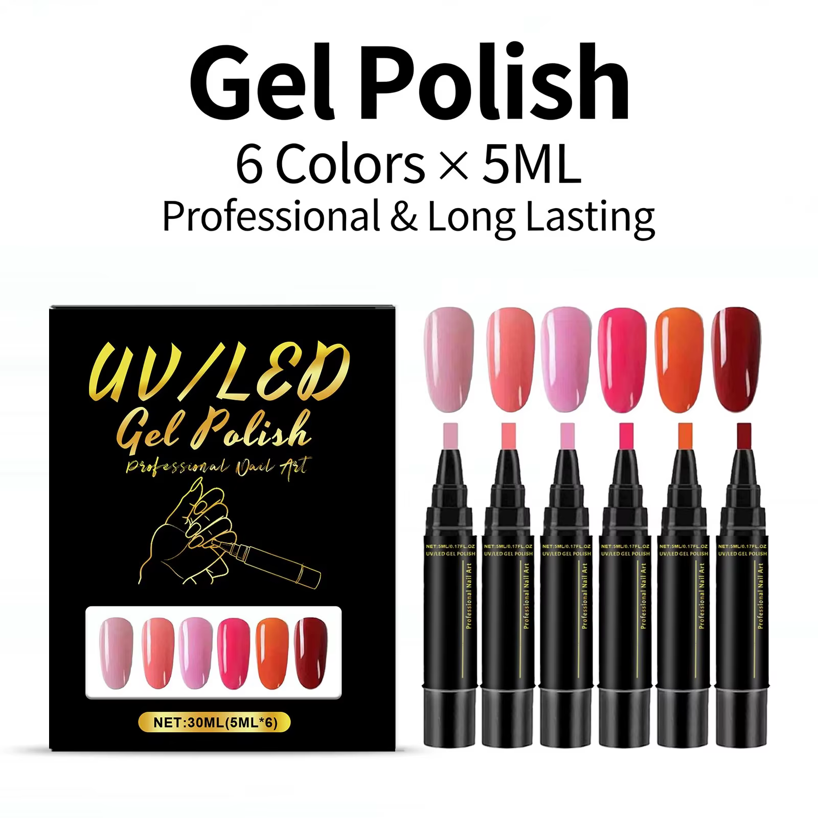 5ml ensemble de vernis à ongles Gel bricolage Nail Art Design 6 pièces manucure peinture Gel Kit longue durée mode