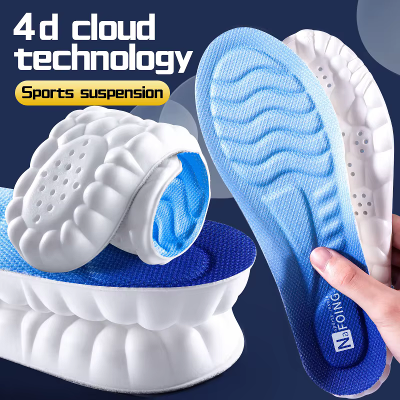 Semelles intérieures de sport pour chaussures, technologie Cloud 4D, semelle en PU, coussin d'absorption des chocs doux et respirant, semelles orthopédiques de course