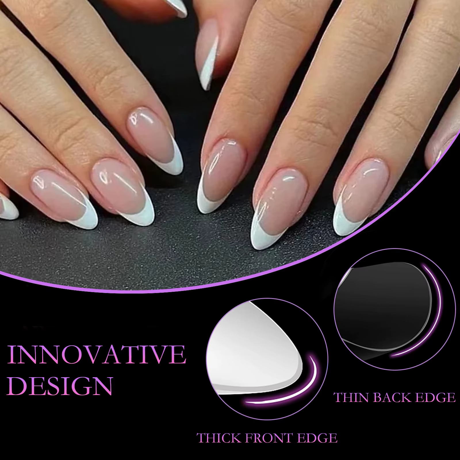 50 boîtes d'ongles ballerine multicolores mi-longs