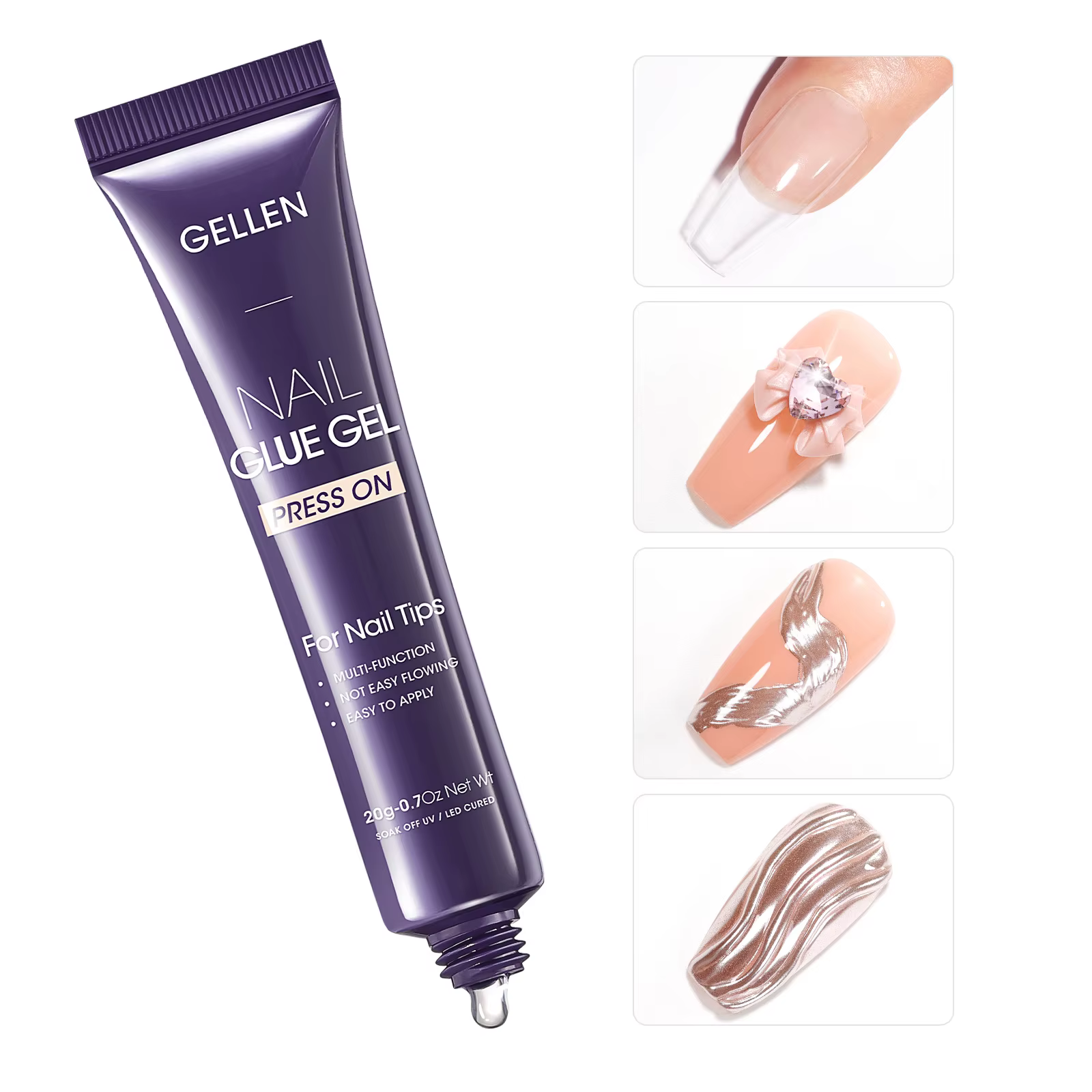 GELLEN Colle à ongles semi-solide 4 en 1