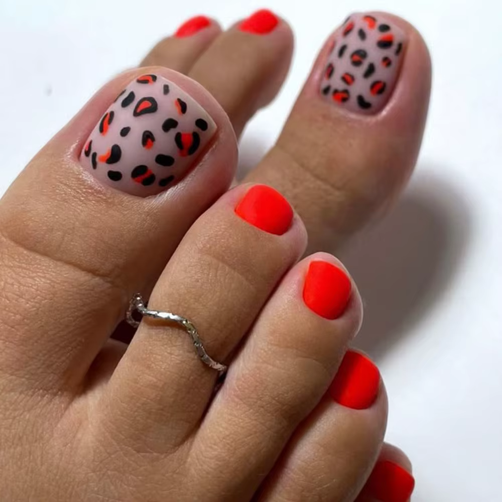 24 pièces imprimé léopard presse sur les ongles d'été épicé filles faux