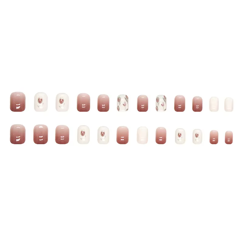 Fleur de tulipe 24 pièces presse sur ongles rose dégradé faux