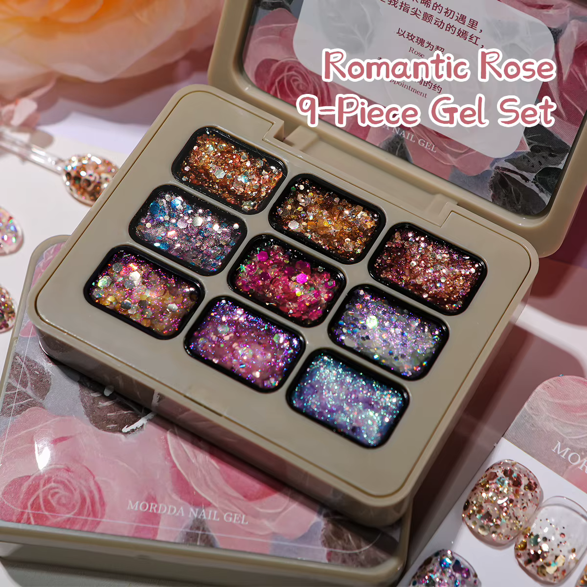 9 couleurs paillettes solide adhésif Gel vernis à ongles dégradé Semi Permanent tremper UV LED Nail Art Gel