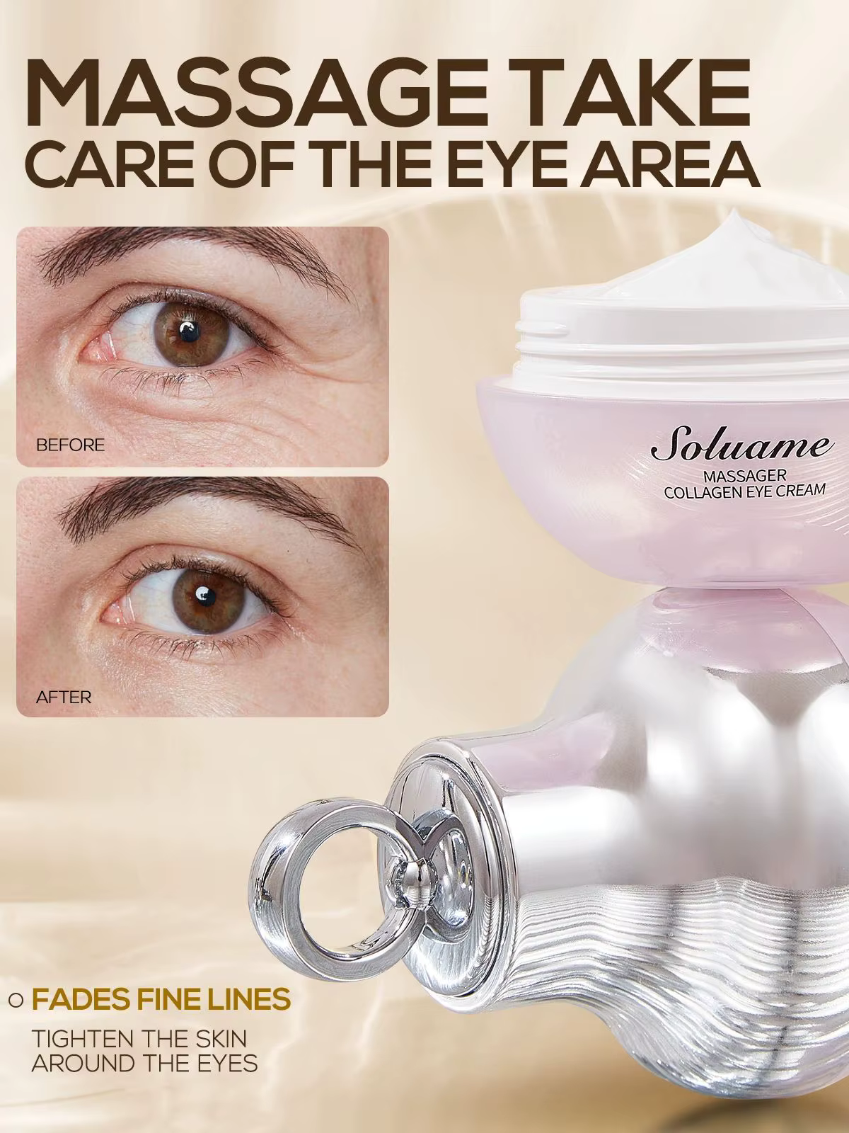 Ensemble de crème pour les yeux et crème pour le cou, Massage au collagène, Contour des yeux hydratant et raffermissant, Lotion pour le cou avec rouleau de Massage, facile à absorber