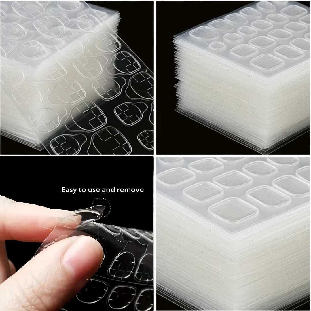 1200-240 Ultra-mince 50-10 feuilles Double face Gel ongles autocollants gelée colle Super collant imperméable