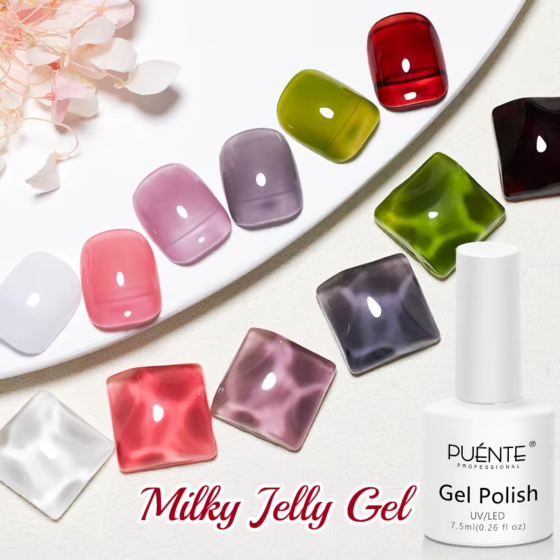 Vernis à ongles Gel gelée laiteuse 7.5ml translucide blanc laiteux couleur rose Gel