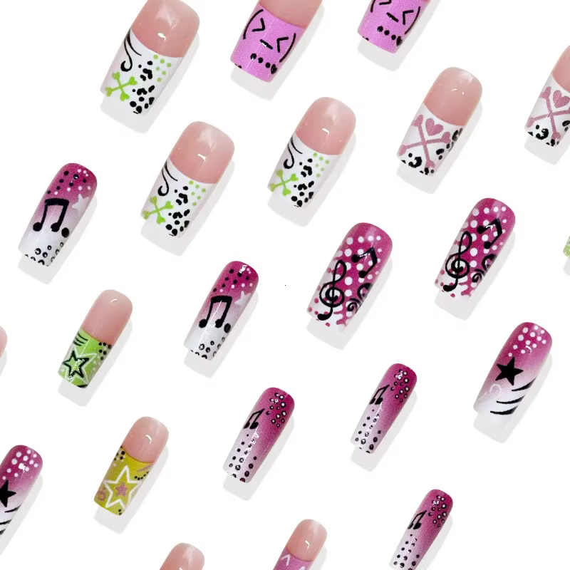 24 faux ongles style Y2K pour filles