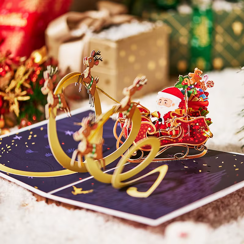 Carte pop-up de Noël 3D, carte de vœux festive bonhomme de neige, parfaite pour les cadeaux de fête de Noël, la décoration de la maison, cadeaux de vacances-avec lumière