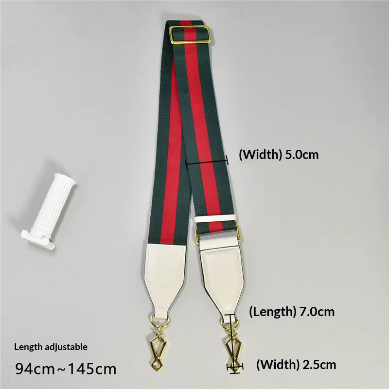 Sangle d'épaule en toile de 5 cm de large pour sac GUCCI Horsebit 1955, longueur réglable, couleur rouge et verte, sangle de sac