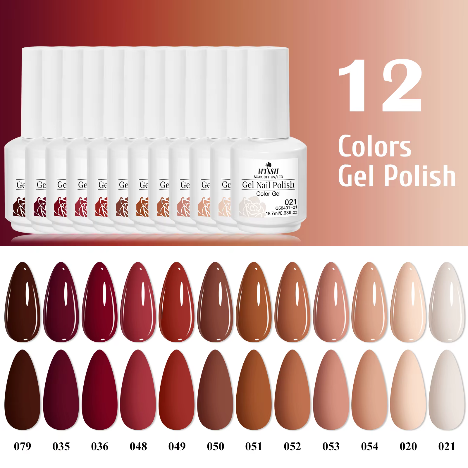 Lot de 12 vernis à ongles en gel 18