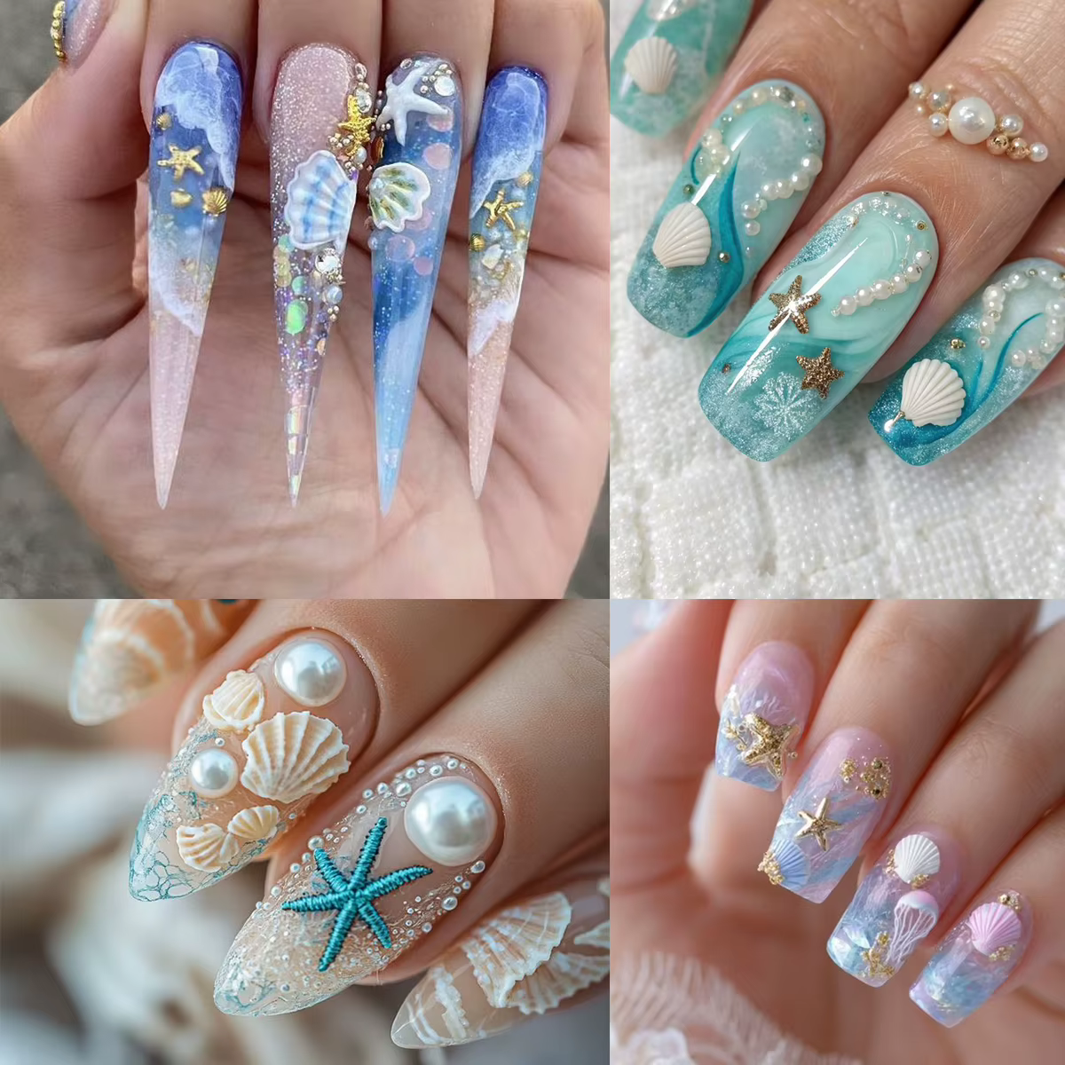 Accessoire d'art d'ongle de plage d'été 3D Aurora avec palmiers