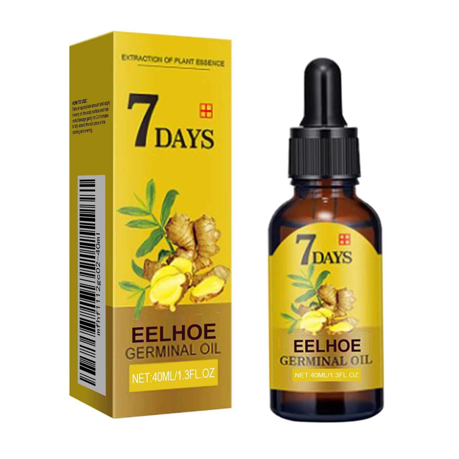 EELHOE – huile de gingembre pour la croissance des cheveux, pour le Massage du cuir chevelu, traitement des follicules pileux, soins capillaires, Essence germinale pour la repousse et la perte