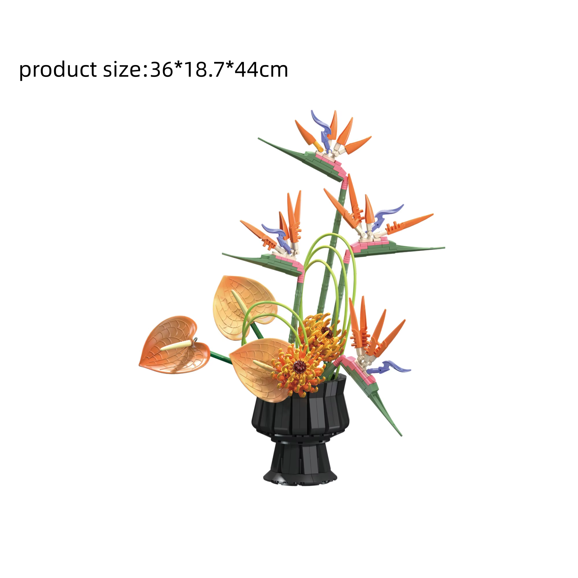 Ensemble de blocs de construction oiseau de paradis tropical, modèle de la série fleurs, parfait pour collectionner ou offrir en cadeau