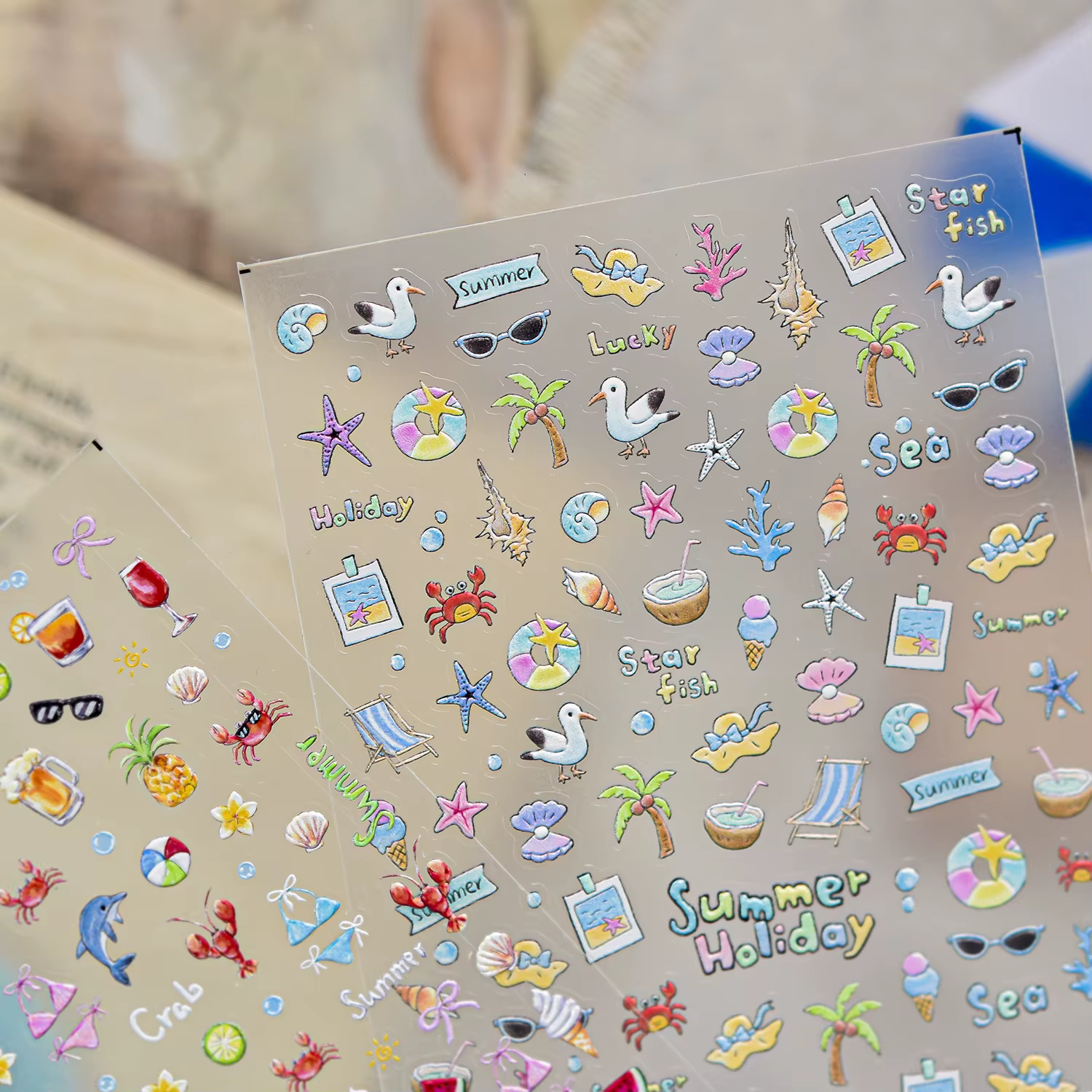 Autocollants pour ongles thème vacances estivales sur l'île