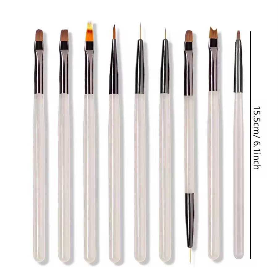Ensemble de 9 pinceaux gris pour nail art
