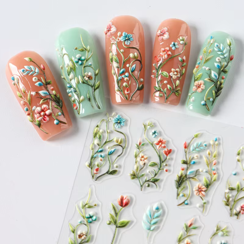 Autocollants pour ongles en relief marguerite 5D