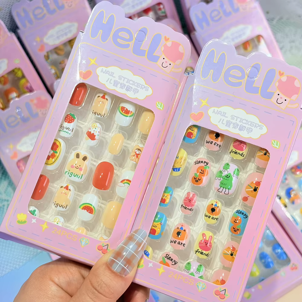120 pièces/boîte, faux ongles pour enfants