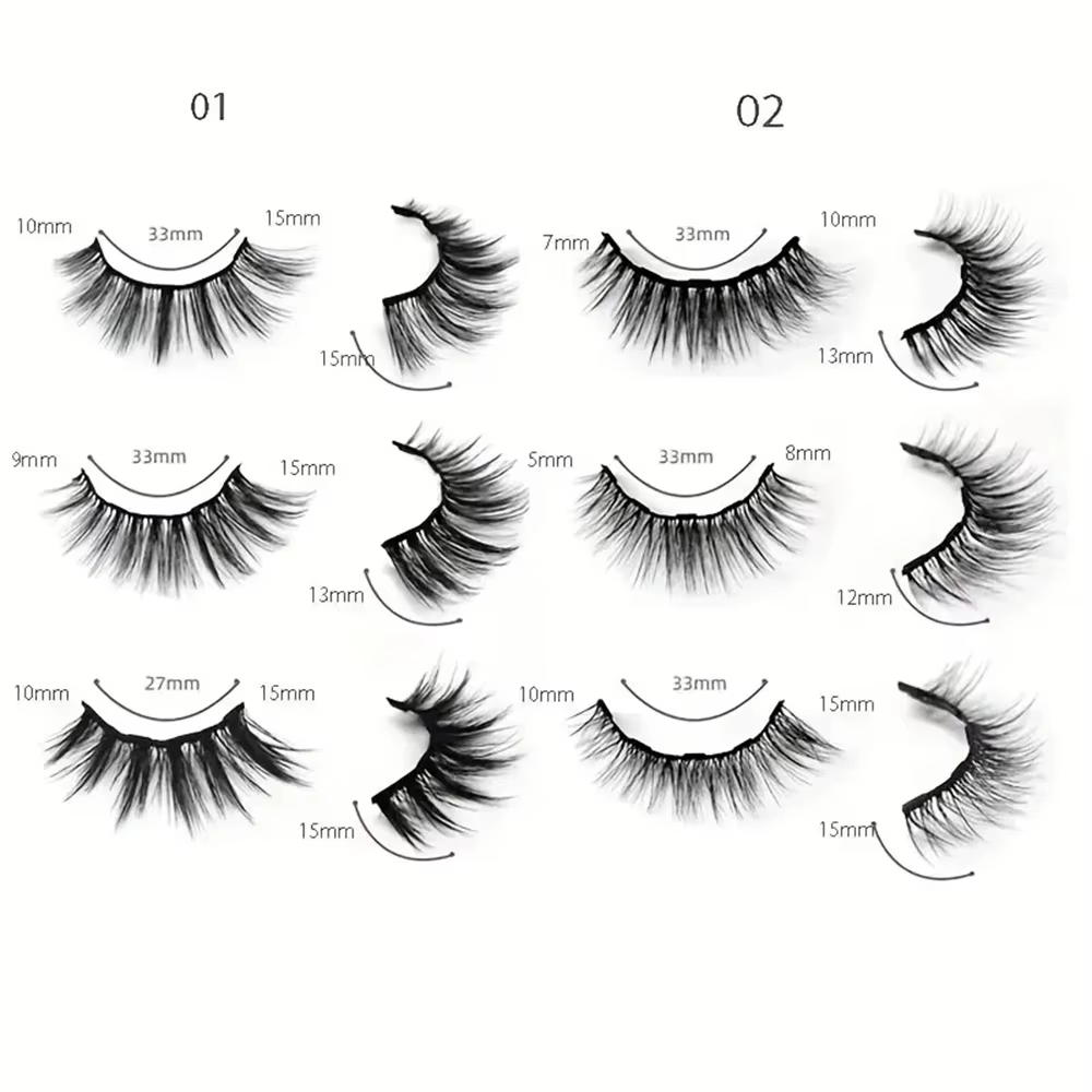 12 paires de ensembles de faux cils magnétiques