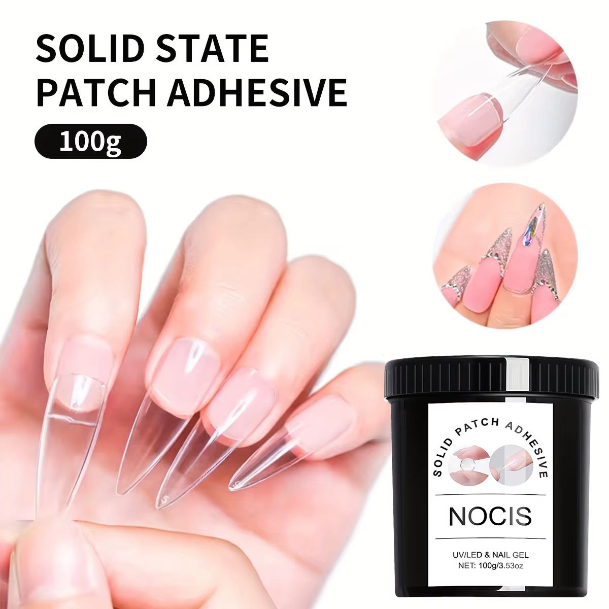 Gel adhésif solide pour ongles