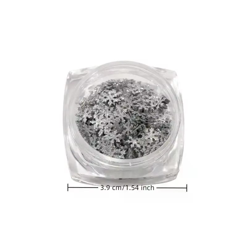 Flocons de neige hiver ongles paillettes scintillantes