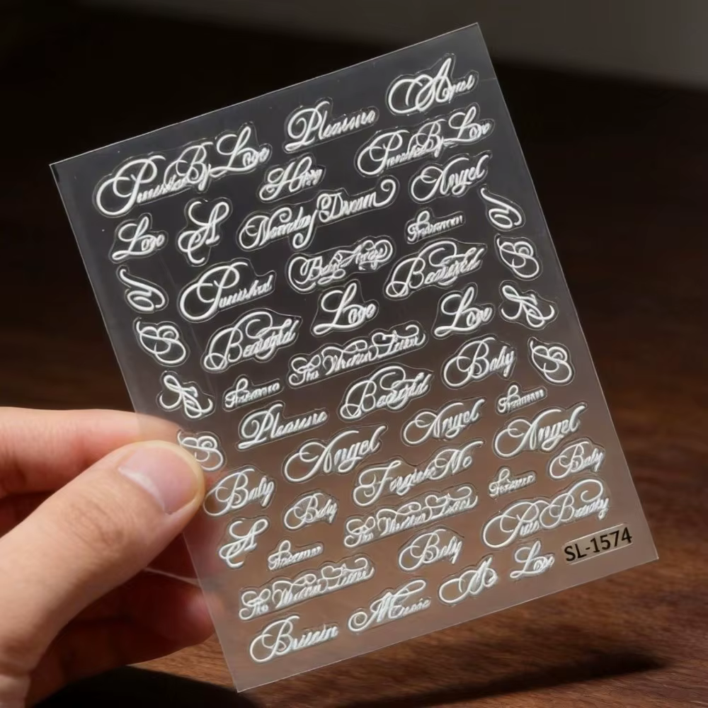 Nouveaux autocollants pour ongles en lettres anglaises